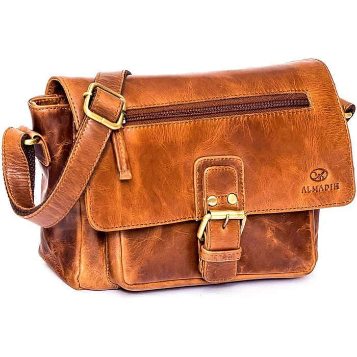 Almadih Umhängetasche Kim, Damen, Echt Leder, 25 X 19 X 9cm, Braun Deluxe 3 Almadih Umhängetasche Kim, Damen, Echt Leder, 25 X 19 X 9cm, Braun Deluxe