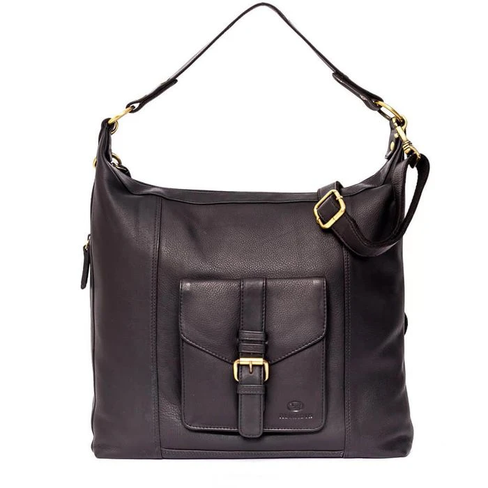 Almadih Umhängetasche Sara, Damen, Echt Leder, 35 X 29 X 8cm, Schwarz 5 Almadih Umhängetasche Sara, Damen, Echt Leder, 35 X 29 X 8cm, Schwarz – Bild 3