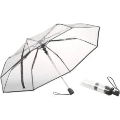 Böttcher-AG Regenschirm Carlo Milano Taschenschirm, Transparent, Öffnungsautomatik, Geschlossen 29cm