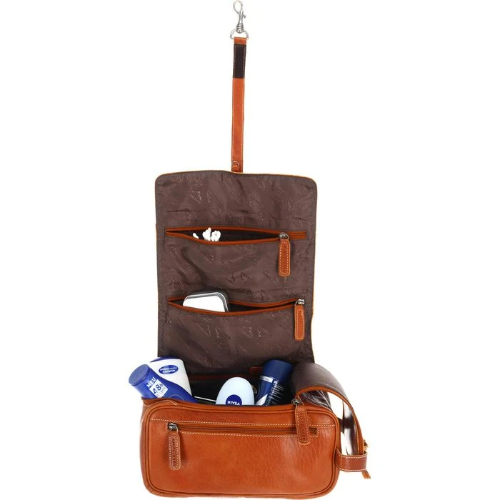 Alpenleder Kulturbeutel Roll Up, 7,5 Liter, Breite 28cm, Echt Leder, Cognac 4 Alpenleder Kulturbeutel Roll Up, 7,5 Liter, Breite 28cm, Echt Leder, Cognac – Bild 2