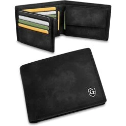 GenTo Geldbörse Manhattan, Kunstleder, Herren, RFID Schutz, Münzfach, Druckknopf, Schwarz