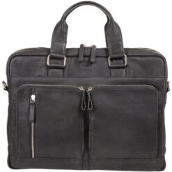 Alassio Aktentasche 47032, Campo, Schwarz, Mit Reißverschluss, Laptopfach, Echt Leder