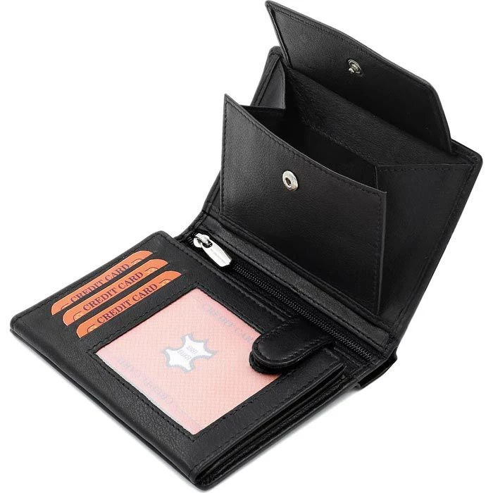 FaVolmer Geldbörse Phoenix 3, Echt Leder, Herren, Münzfach, Druckknopf, Schwarz 7 FaVolmer Geldbörse Phoenix 3, Echt Leder, Herren, Münzfach, Druckknopf, Schwarz – Bild 5