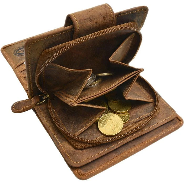 Greenburry Geldbörse Vintage 1704-25, Echt Leder, Damen, Münzfach, Druckknopf, Braun – Bild 5