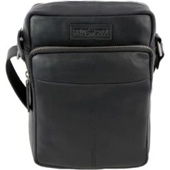 Pride&Soul Umhängetasche Port, 47535, Echt Leder, 18 X 25 X 6cm, Schwarz