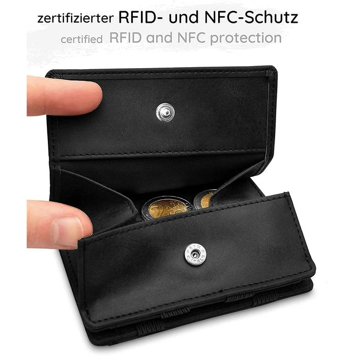 GenTo Geldbörse Vegas, Kunstleder, Schwarz Soft, Magic Wallet, RFID Schutz, Münzfach Mit Druckknopf 7 GenTo Geldbörse Vegas, Kunstleder, Schwarz Soft, Magic Wallet, RFID Schutz, Münzfach Mit Druckknopf – Bild 5