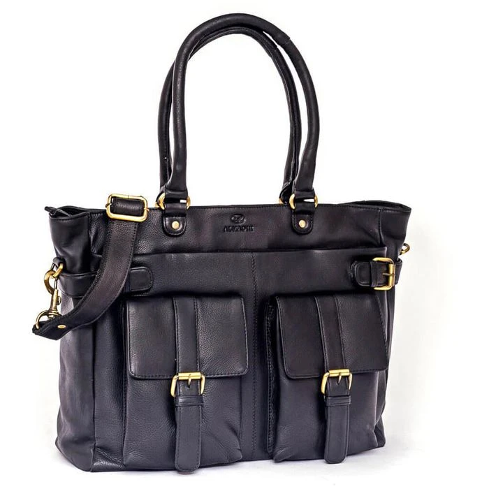Almadih Umhängetasche Eva, Damen, Echt Leder, 37 X 28 X 12cm, Schwarz 5 Almadih Umhängetasche Eva, Damen, Echt Leder, 37 X 28 X 12cm, Schwarz – Bild 3