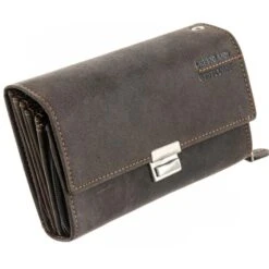 Greenland Kellnerbörse Westcoast 873, Dunkelbraun, Echt Büffelleder 17x11cm Stufenförmige Innenfächer