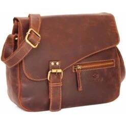 Almadih UmhÀngetasche Miki, Damen, Echt Leder, 27 X 21 X 10cm, Braun Vintage