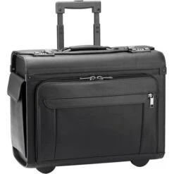 D&N Pilotenkoffer Business & Travel 2865, Trolley, Vollrindleder, Schwarz, 37L