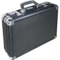 HMF Aktenkoffer 14651-02, Schwarz, Aluminium, Mit Zahlenschloss Und Laptopfach