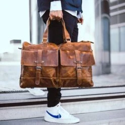 Almadih Reisetasche Kane, Echt Leder, Braun Deluxe, 19 Liter, 50cm, Größe S -Eastpak Shop f6b2382743e27620a6885985a2aa3fd8fc8d1838 reisetasche almadih kane