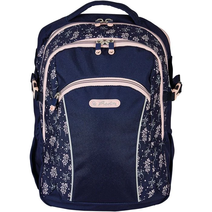 Herlitz Schulrucksack Ultimate Blossom, 50038039, Blüten, Für Mädchen, Dunkelblau / Rosa 3 Herlitz Schulrucksack Ultimate Blossom, 50038039, Blüten, Für Mädchen, Dunkelblau / Rosa