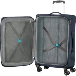 AmericanTourister Summerfunk Spinner, Weich Trolley 4 Rollen Blau 77L, 67,5cm Größe L Reisekoffer -Eastpak Shop fd05790c0f1b0adc1fd2ef739fec46fc199f976e reisekoffer americantourister summerfunk spinner